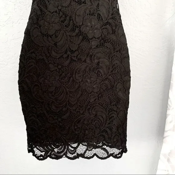 Ambiance Black Lace Overlay Midi Dress Size Small - Picture 11 of 15